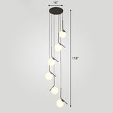 Simplicity Opal Glass Multi Light Pendant - Spiral Globe Stairwell Hanging Lighting 6 / Black