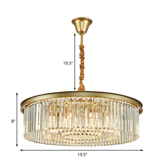 Contemporary Brass Chandelier - 6/12 Lights 19.5’’/25.5’’ Dia Flush Mount With Crystal