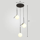 Simplicity Opal Glass Multi Light Pendant - Spiral Globe Stairwell Hanging Lighting 3 / Black