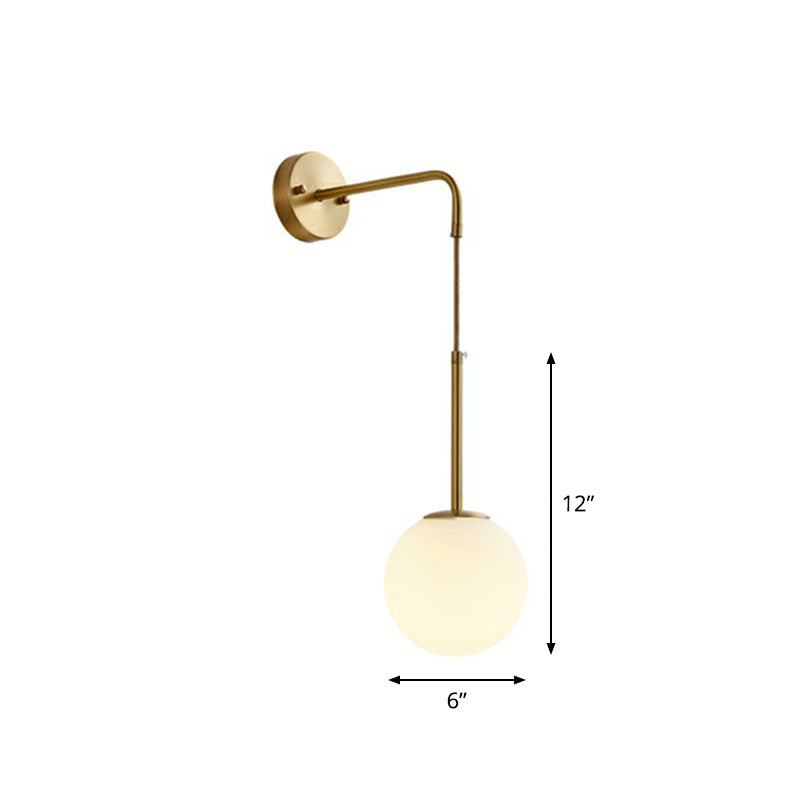 Minimalist Mini Globe Wall Sconce With Cream Glass And Gold Finish For 1-Bulb Lighting
