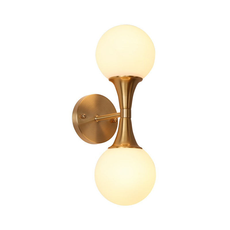 Postmodern Milk Glass Spherical Wall Lamp In Gold - Living Room Lighting