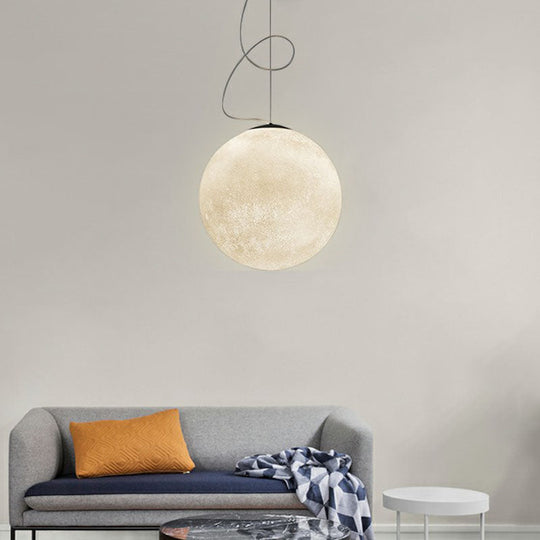 Minimalist Moon Shaped Hanging Lamp: Resin Ceiling Light In White