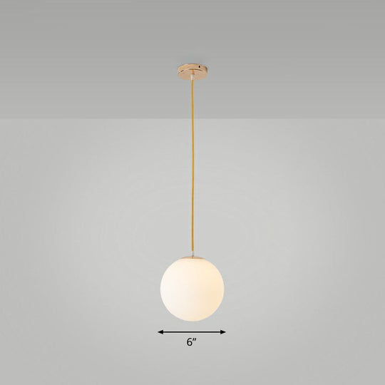 Sleek White Glass Pendant Light For Minimalist Table Settings / 6’