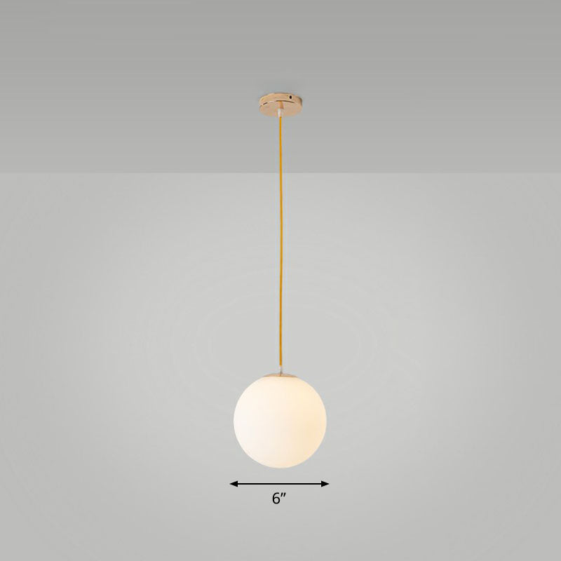 Minimalist White Glass Pendant Light For Table - Spherical Ceiling Suspension / 6