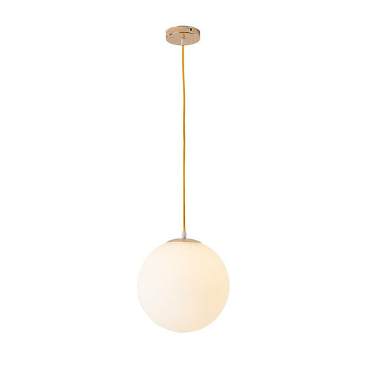 Minimalist White Glass Pendant Light For Table - Spherical Ceiling Suspension