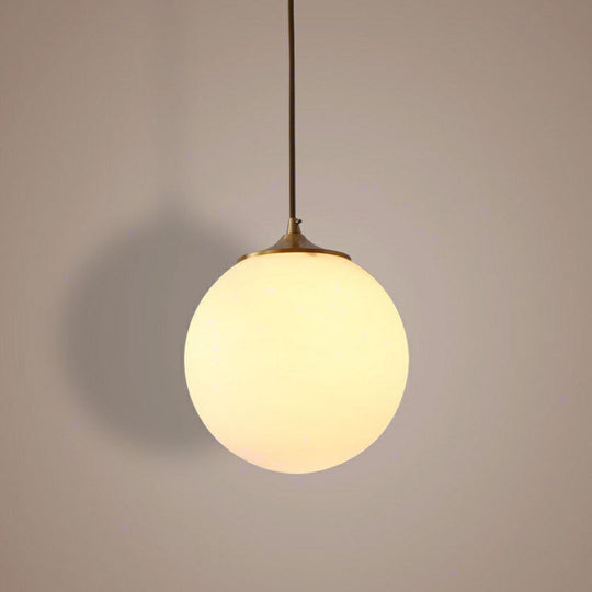 Sleek Frosted White Glass Pendant Light With Global Suspension - Ideal For Dining Rooms 1 Bulb Drop