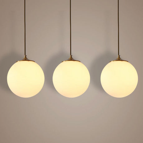 Sleek Frosted White Glass Pendant Light With Global Suspension - Ideal For Dining Rooms 1 Bulb Drop