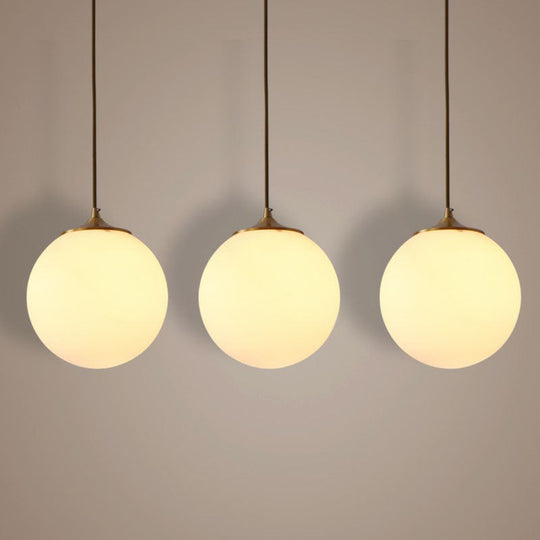 Sleek Frosted White Glass Pendant Light With Global Suspension - Ideal For Dining Rooms 1 Bulb Drop