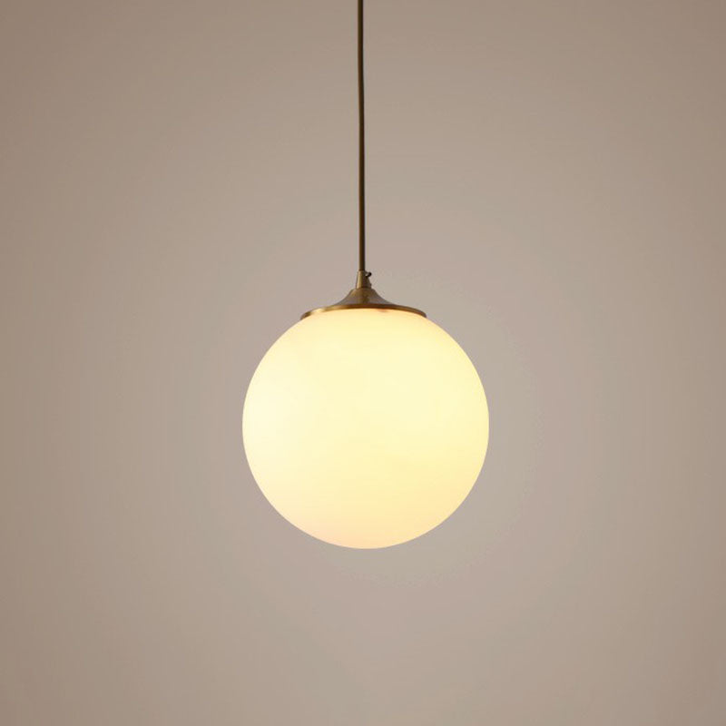 Modern Frosted White Glass Pendant Light For Dining Room With Global Suspension - 1 Bulb / 10’