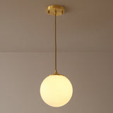 Sleek Frosted White Glass Pendant Light With Global Suspension - Ideal For Dining Rooms 1 Bulb Drop