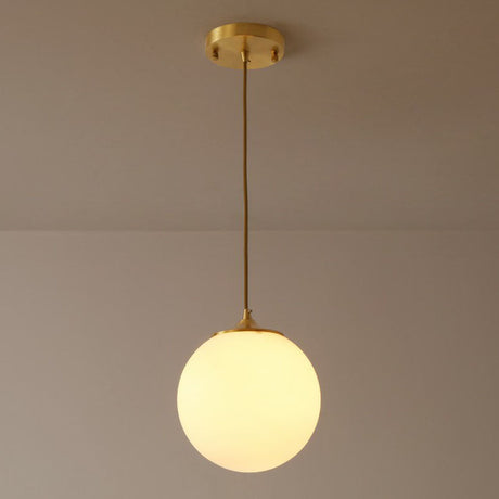 Sleek Frosted White Glass Pendant Light With Global Suspension - Ideal For Dining Rooms 1 Bulb Drop