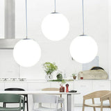 Modern Opaque Glass Hanging Pendant Lamp For Dining Room - White Sphere Design