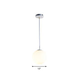 Modern Opaque Glass Hanging Pendant Lamp For Dining Room - White Sphere Design / 10