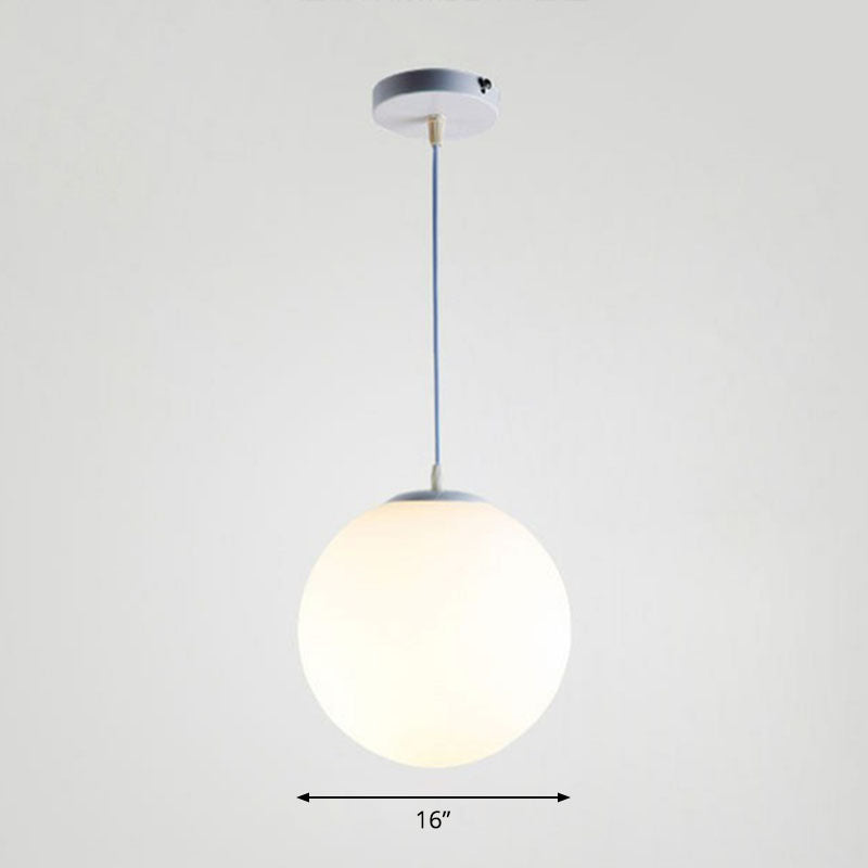 Minimalist White Sphere Opal Glass Ceiling Lamp For Single Restaurant / 16’