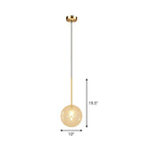 Minimalist Hand-Blown Glass Globe Pendant Light In Gold Finish - Ceiling Hanging Lamp / 10