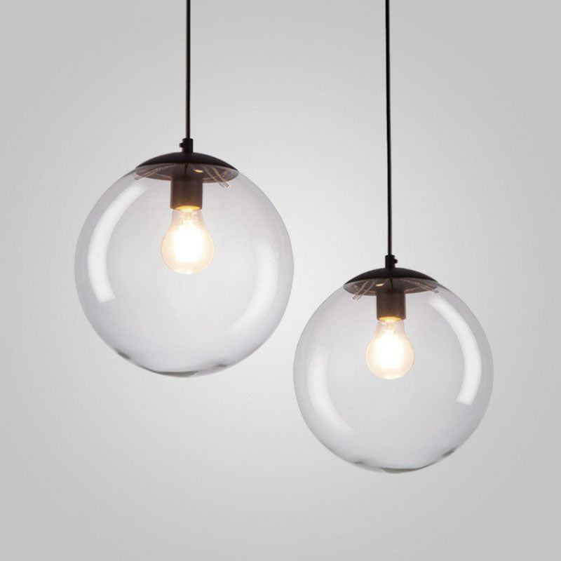 Sleek Clear Glass Pendant Light With A Touch Of Simplicity - Black Spherical Design Suspended