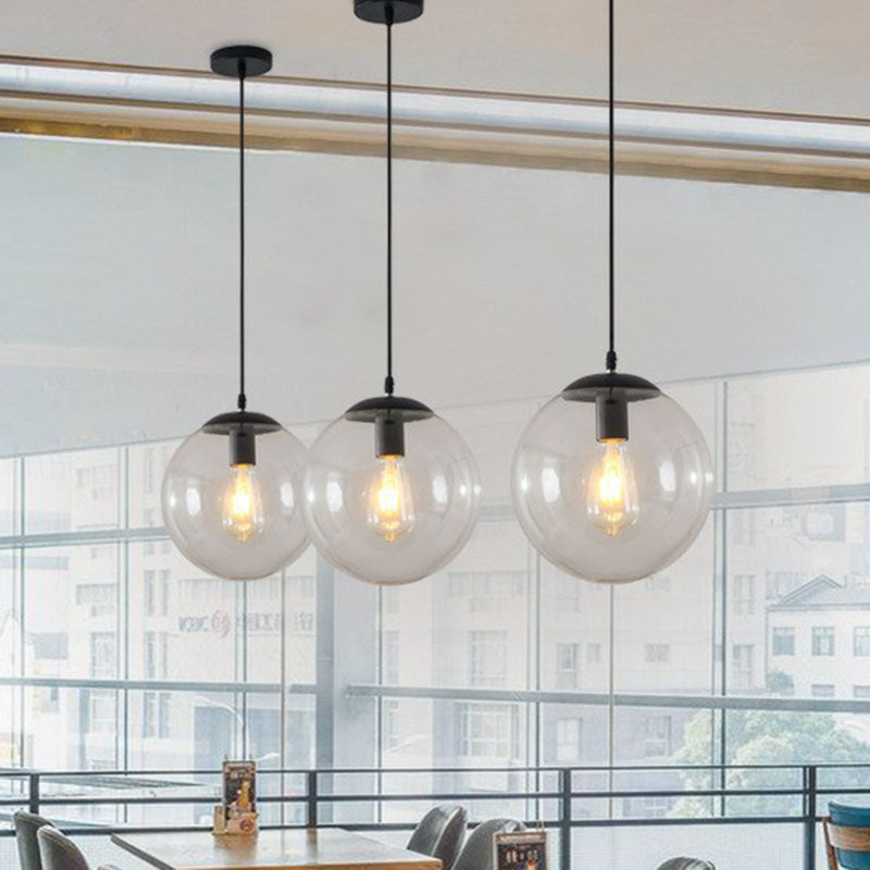 Black Glass Single-Bulb Pendant Light For Sphere Restaurant Ceiling Suspension