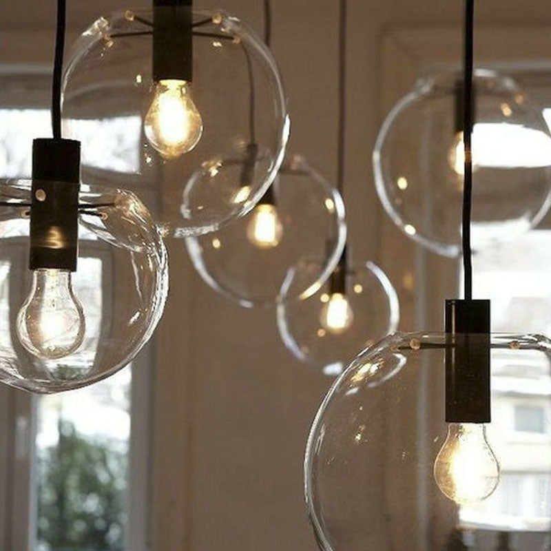 Minimalist Clear Glass Globe Pendant Light For Restaurants