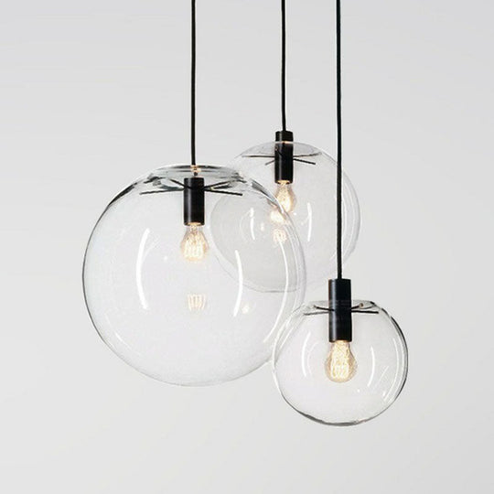 Minimalist Clear Glass Globe Pendant Light For Restaurants