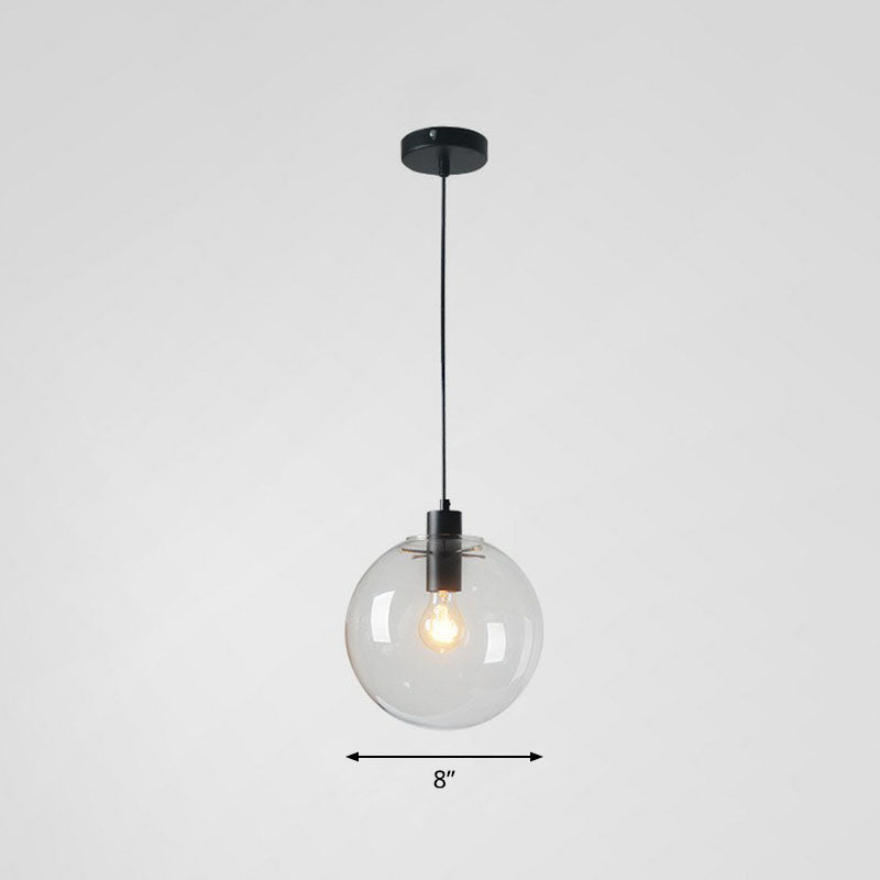 Minimalist Clear Glass Globe Pendant Light For Restaurants Black / 8 A