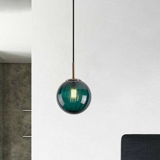 Contemporary Multi-Color Glass Ball Pendulum Pendant Light For Dining Table Green
