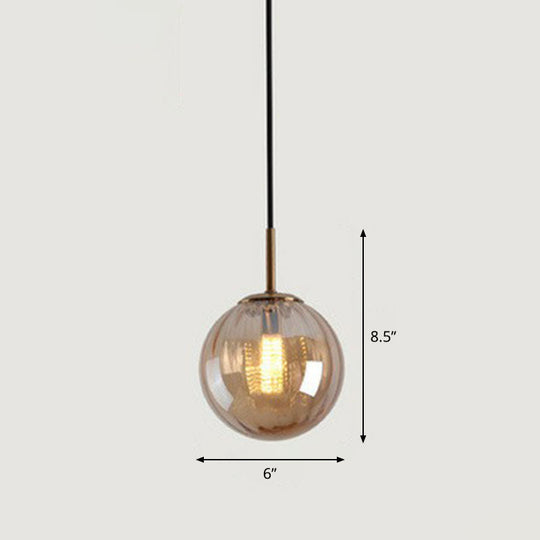 Contemporary Multi-Color Glass Ball Pendulum Light For Dining Table - 1 Head Ceiling Pendant