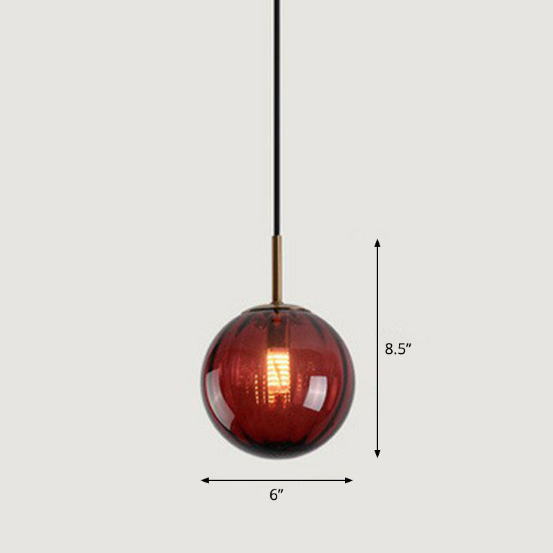 Contemporary Multi-Color Glass Ball Pendulum Light For Dining Table - 1 Head Ceiling Pendant