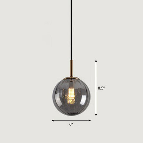 Contemporary Multi-Color Glass Ball Pendulum Pendant Light For Dining Table Smoke Gray