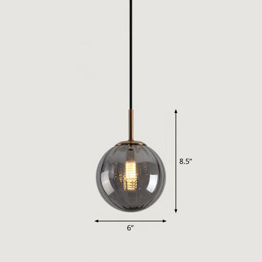 Contemporary Multi-Color Glass Ball Pendulum Pendant Light For Dining Table Smoke Gray