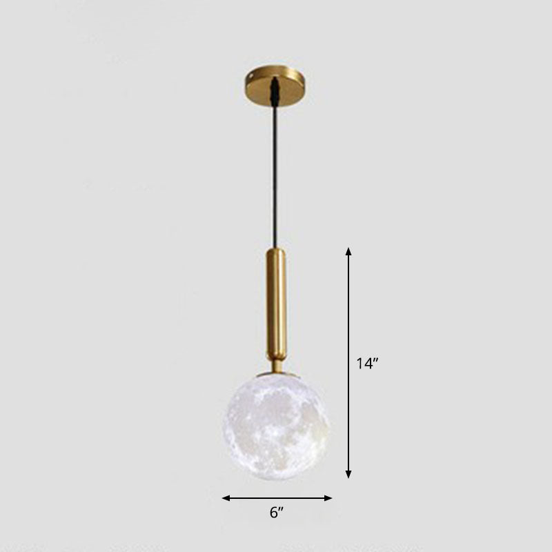 Minimalist 3D Printed Moon Pendant Light - Creative Metal Hanging Lamp