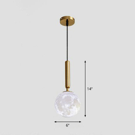 Minimalist Metal Crescent Pendant Light - 3D Printed Moon Shape Single Hanging Lamp