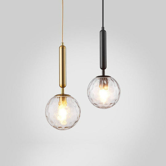 Modern Hammer Glass Pendant Light - Elegant Ball Shaped Hanging Fixture For Restaurants