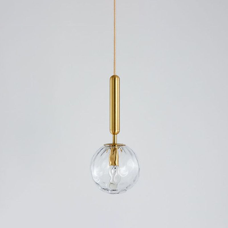 Ripple Glass Ball Pendant Lamp - Postmodern Gold Finish Ceiling Light
