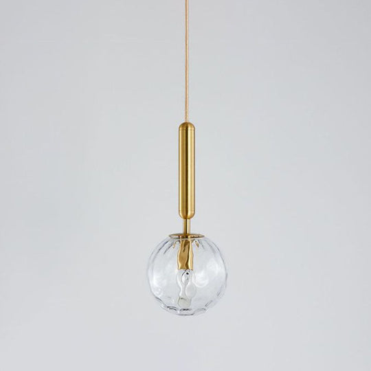 Ripple Glass Ball Pendant Lamp - Postmodern Gold Finish Ceiling Light