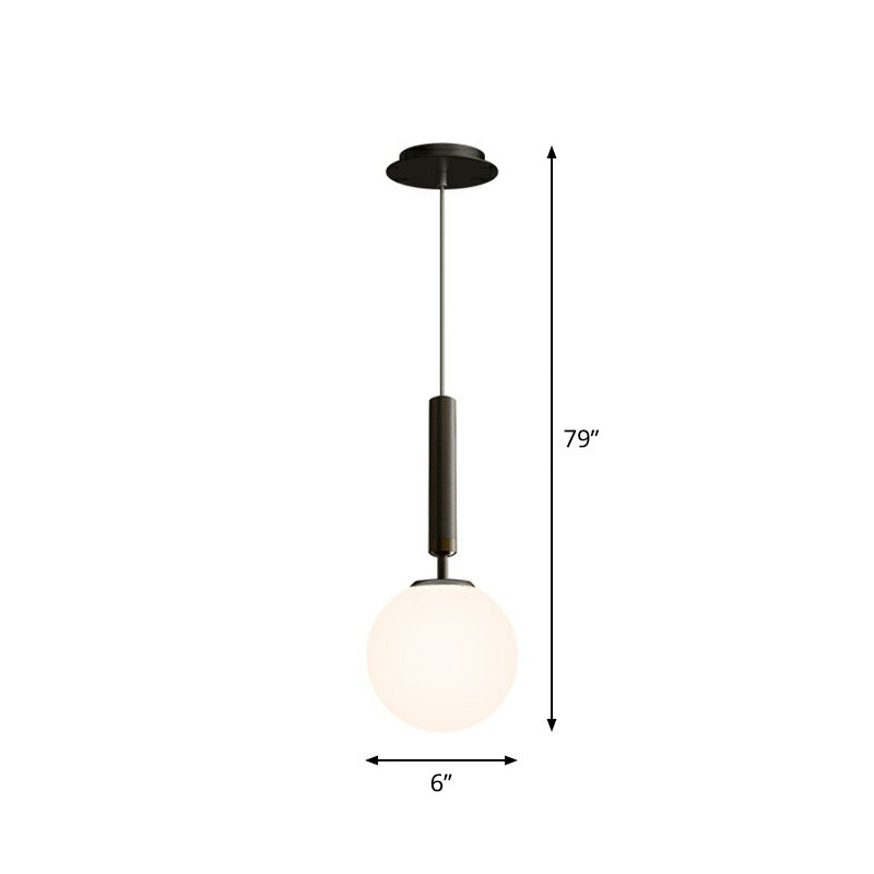 Post-Modern Glass Ball Pendant Light For Bedroom With 1 Bulb And Suspended Fixture Black / White