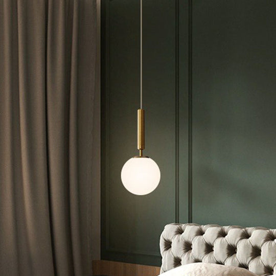 Post-Modern Glass Ball Pendant Light For Bedroom With 1 Bulb And Suspended Fixture