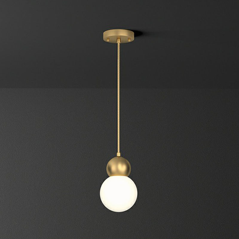 Simplicity Gold Ball Pendant Light Fixture With Milk Glass Shade - Perfect For Bedrooms / 5’