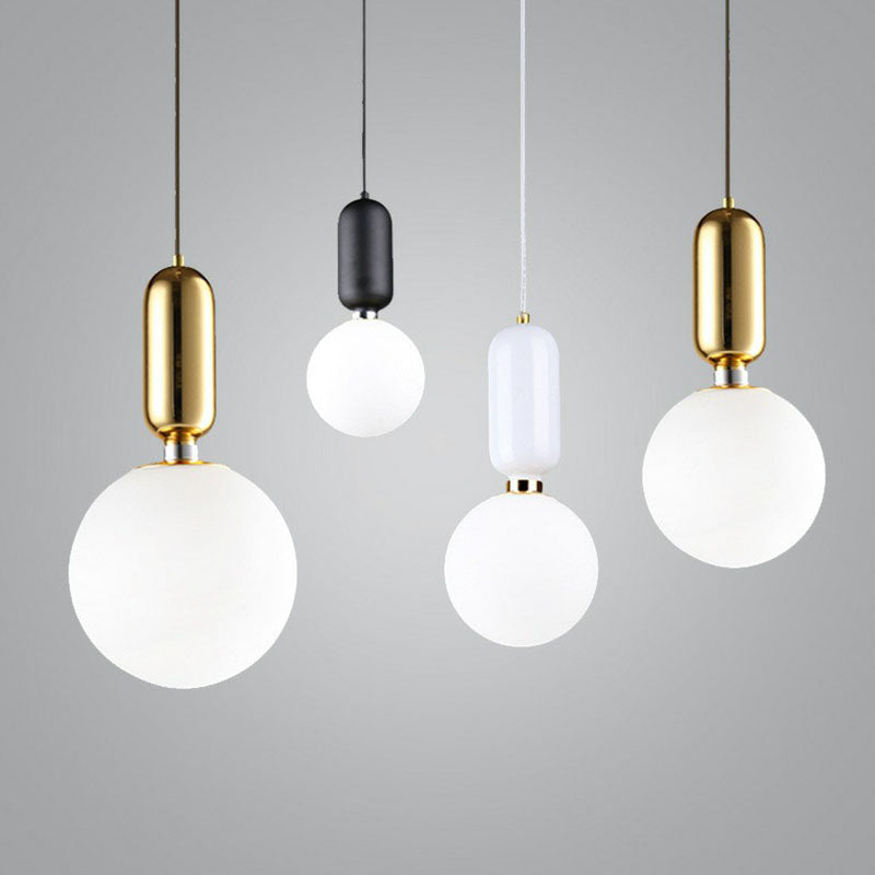 Nordic 1-Light Global Hanging Light Fixture With Opaline Glass Shade