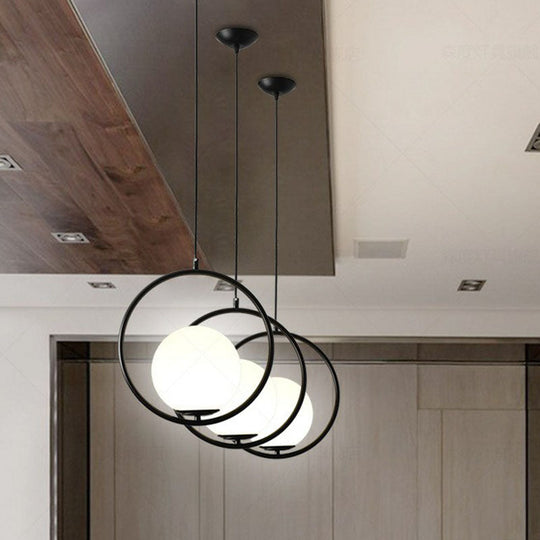 Modern Milky Glass Single-Bulb Pendant Light For Kitchen Ball Design Hanging Ceiling Lighting