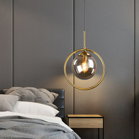 Postmodern Glass Pendant Light With Down Lighting - 1-Light Kitchen Hanging Fixture