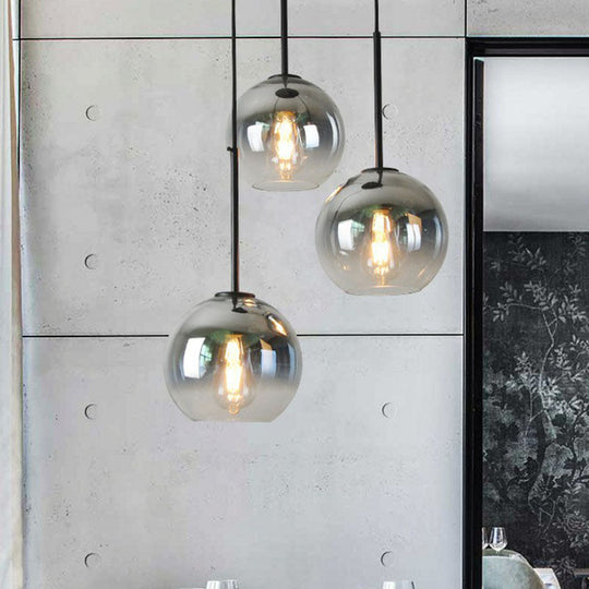 Silver Fading Glass Globe Pendant Light Fixture For Dining Room - Post-Modern Design