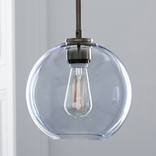 Sleek 1-Light Suspension Pendant With Globe Glass Shade - Perfect For Dining Room Ceilings