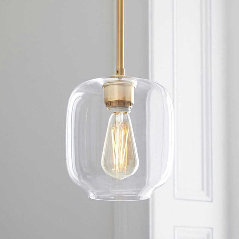 Clear Glass Mug Pendant Light With Simple Design Gold Finish And Suspension