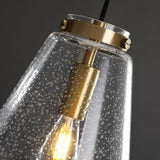 Clear Seeded Glass Geometry Pendant Lamp - Simplistic Bedroom Hanging Fixture