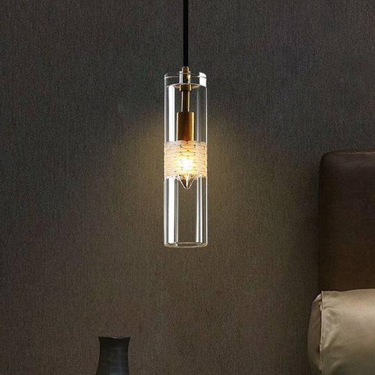 Schwarze Kristall-Pendelleuchte für das Esszimmer: Elegante röhrenförmige Hängelampe mit 1 Glühbirne