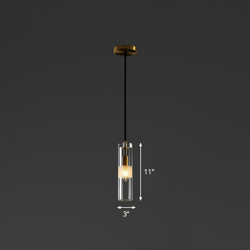 Schwarze Kristall-Pendelleuchte für das Esszimmer: Elegante röhrenförmige Hängelampe mit 1 Glühbirne