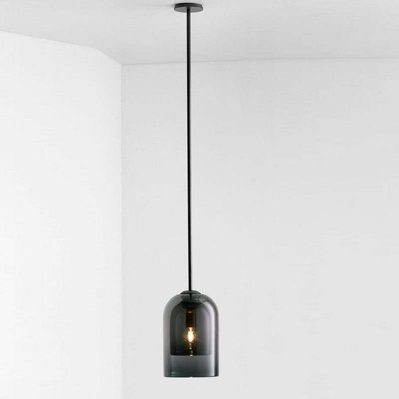 Contemporary Glass Cloche Hanging Lamp With Kitchen Lighting - 1 Bulb Fixture