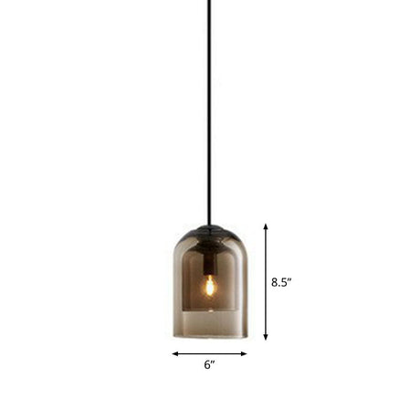 Contemporary Glass Cloche Hanging Lamp - Kitchen Pendant Light Fixture