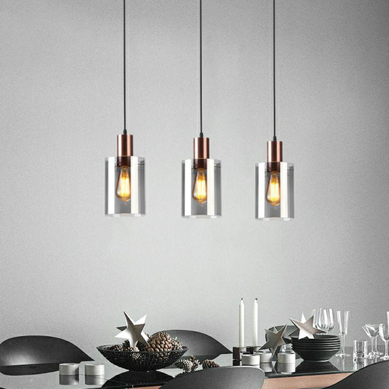 Postmodern Rose Gold Bottle Pendant Light With Smoke Grey Glass