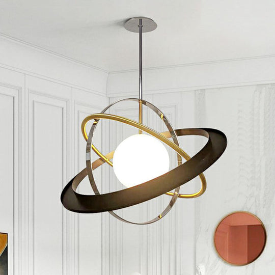 Post-Modern Hanging Light Fixture - White Glass Ball With 1 Bulb Stylish Ceiling For Dining Room